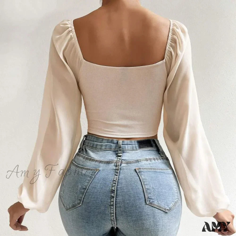 Streetwear Harajuku Sexy Crop Top Trends Long Sleeve Blouse