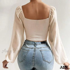 Streetwear Harajuku Sexy Crop Top Trends Long Sleeve Blouse