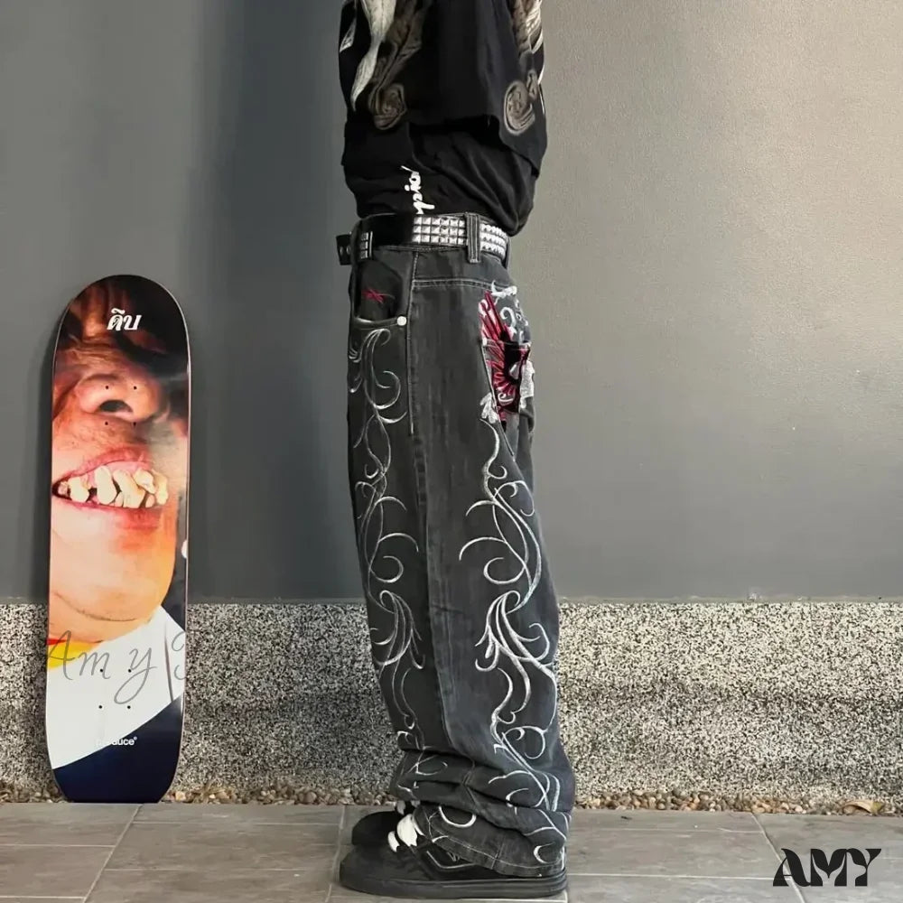 Streetwear Hip Pants Y2K Vintage Baggy Wide Jeans Men Hop Leg