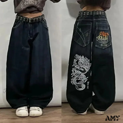 Streetwear Hip Pants Y2K Vintage Baggy Wide Jeans Men Hop Leg 3 / S