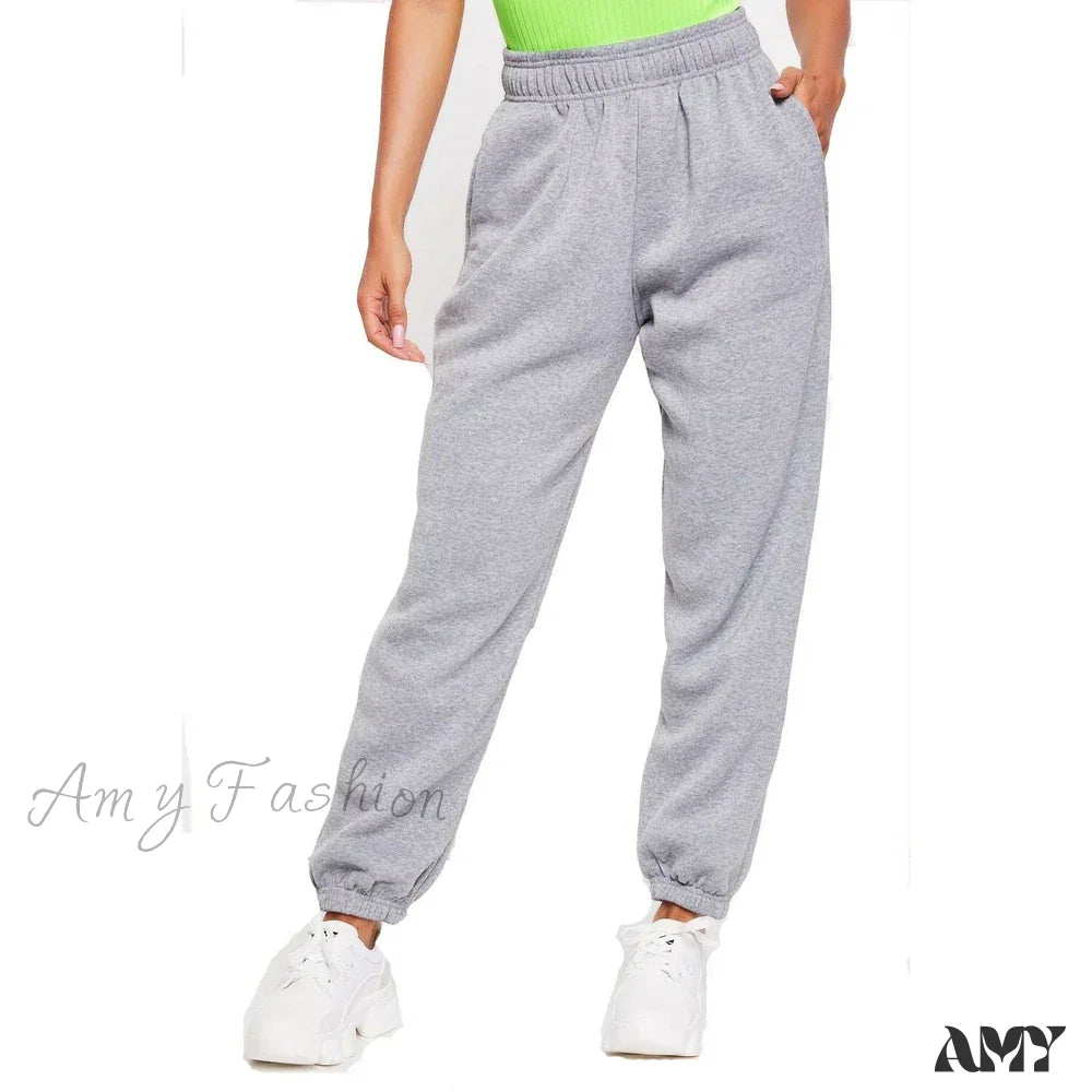 Streetwear Loose Sporty High Waist Baggy Hip Hop Pants Gray / S