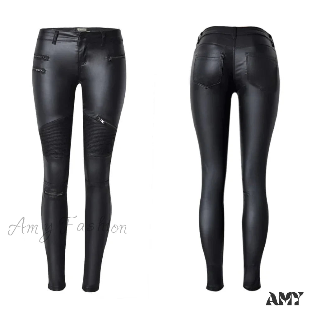 Stretch Faux Leather Skin Tight Gothic Punk Rock Pants