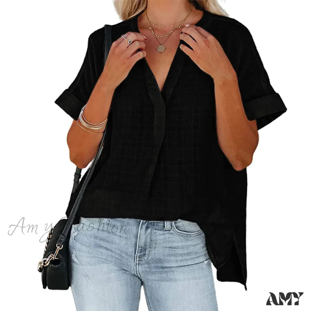 Striped Casual Oversized Elegant Female Summer Tops Blouses Qu033-2 / S