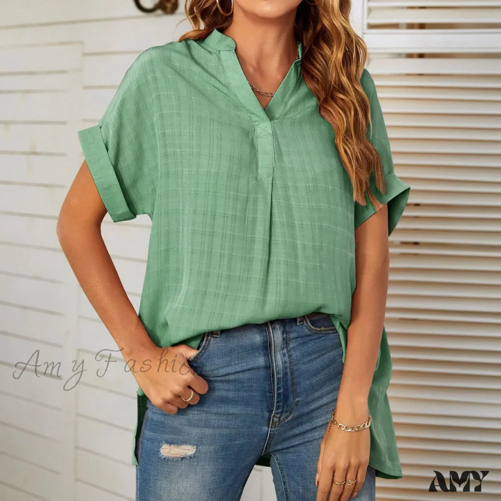 Striped Casual Oversized Elegant Female Summer Tops Blouses Qu033-6 / S