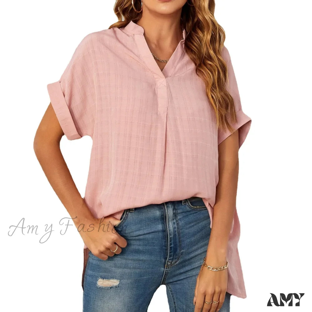 Striped Casual Oversized Elegant Female Summer Tops Blouses Qu033-8 / S
