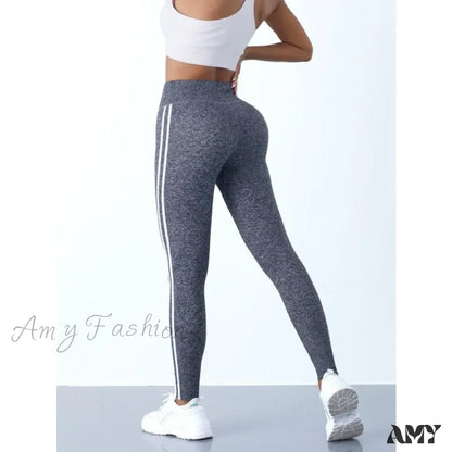 Striped Slim Sports Pants High Waist Hip Lifting Casual Tights Workout Running Stretchy Leggings