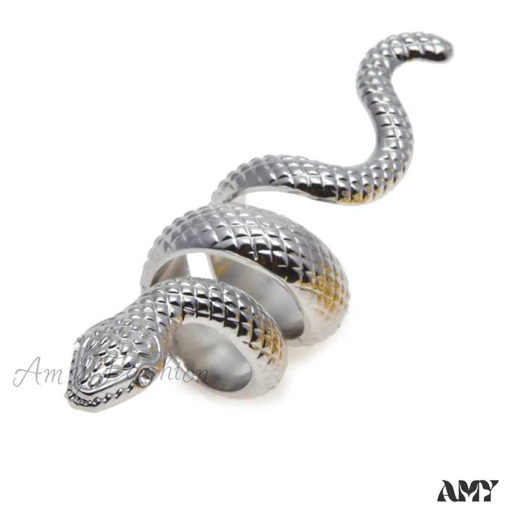 Stylish Exaggerated Metal Snake Ring Silver / One Size