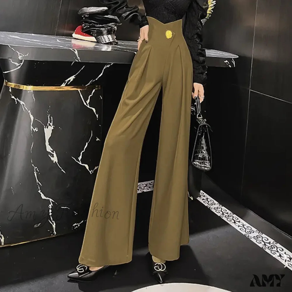 Stylish High Waist Three-Dimensional Spliced Wide Leg Pants