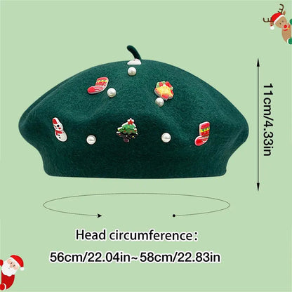 Cold Resistant Wool Korean Style Painter Christmas Beret Hat