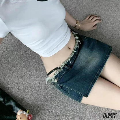 Summer Low Waist Straight Streetwear Denim Dress Korean Fashion Wrap Hips Skirt