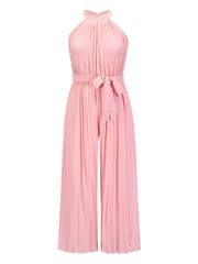 Halter Sleeveless Pleated Jumpsuit