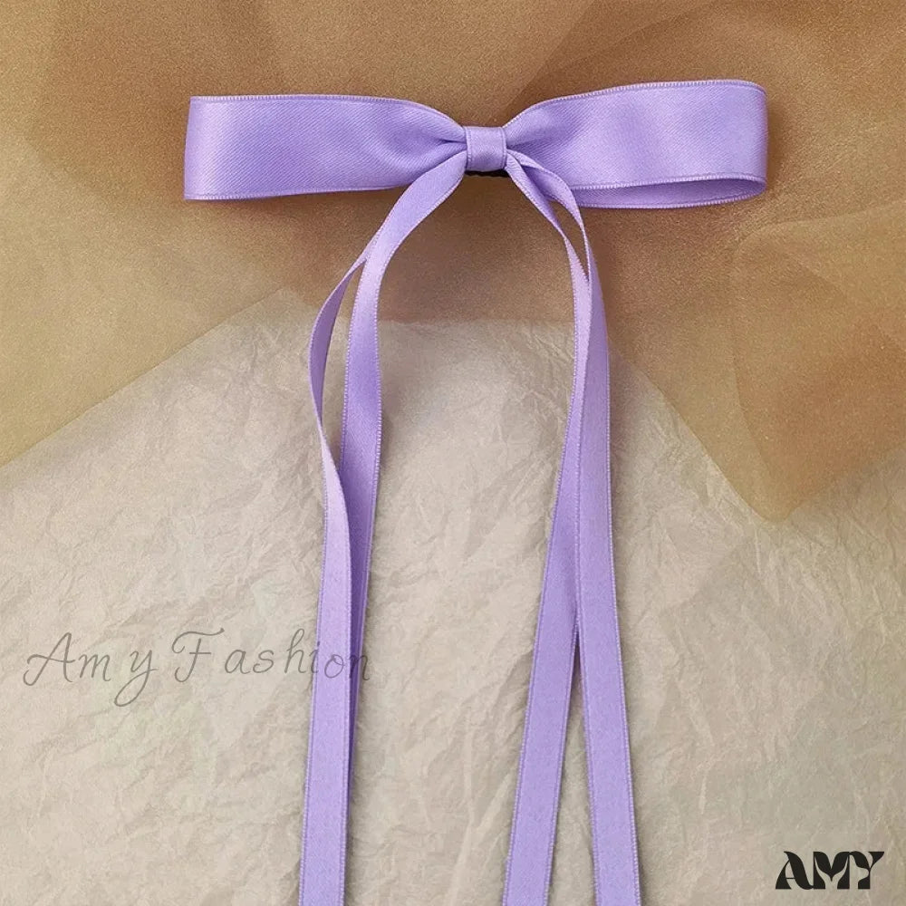 Sweet Solid Color Head Bow Headdress - Christmas Hair Accessory Purple