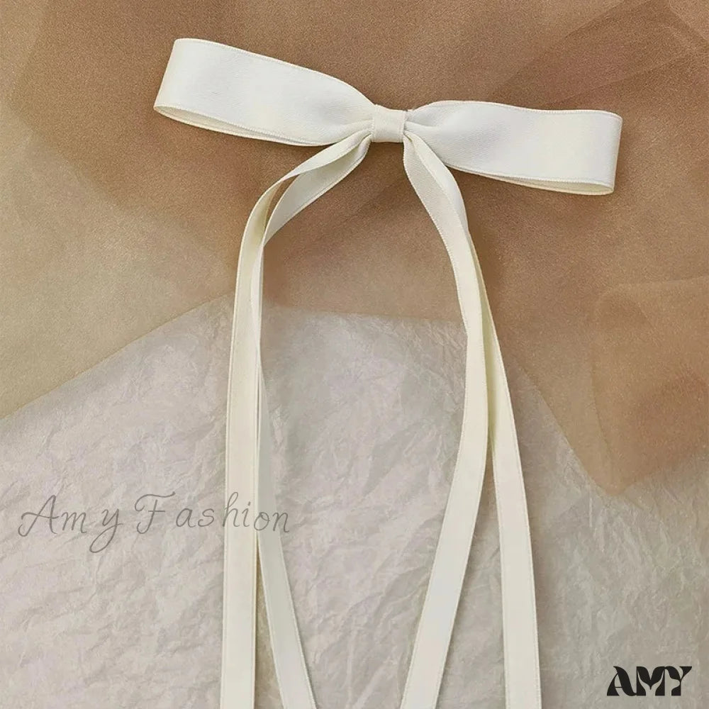 Sweet Solid Color Head Bow Headdress - Christmas Hair Accessory White