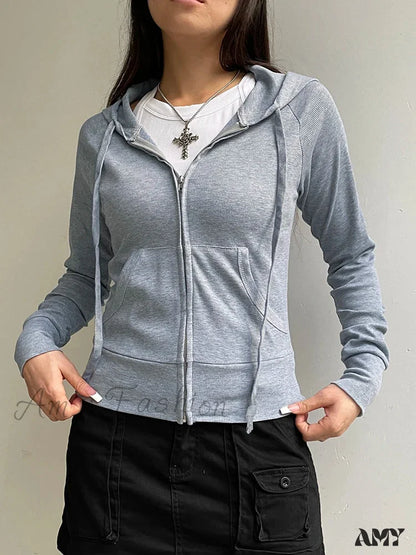 Sweetown Gray Slim Simple Basic Casual Preppy Cozy Stylish Hoodies