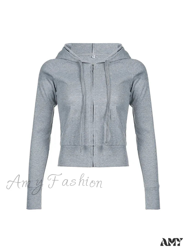 Sweetown Gray Slim Simple Basic Casual Preppy Cozy Stylish Hoodies Light / S