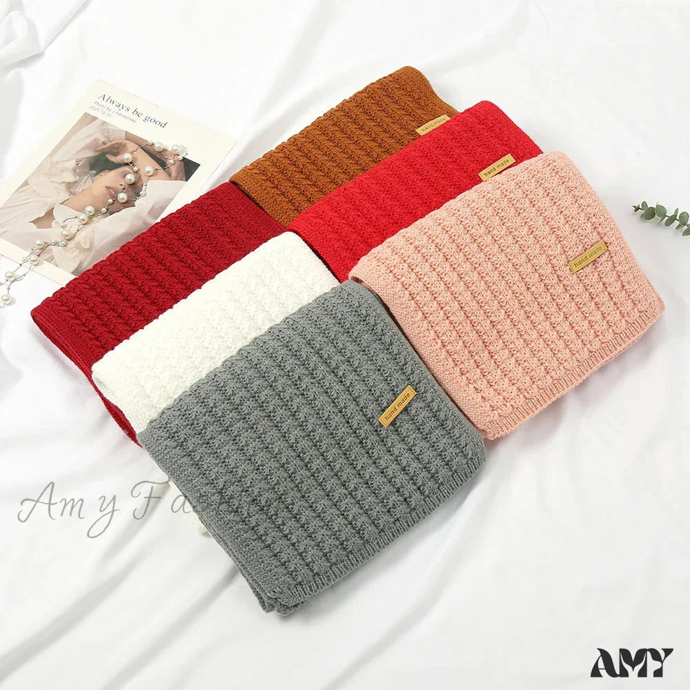 Thick Knitted Cashmere Lady Korean Style Winter Scarf