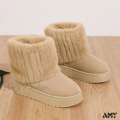 Thick Round Toe Plus Size Fashion Casual Warm Winter New Snow Boots Shoes