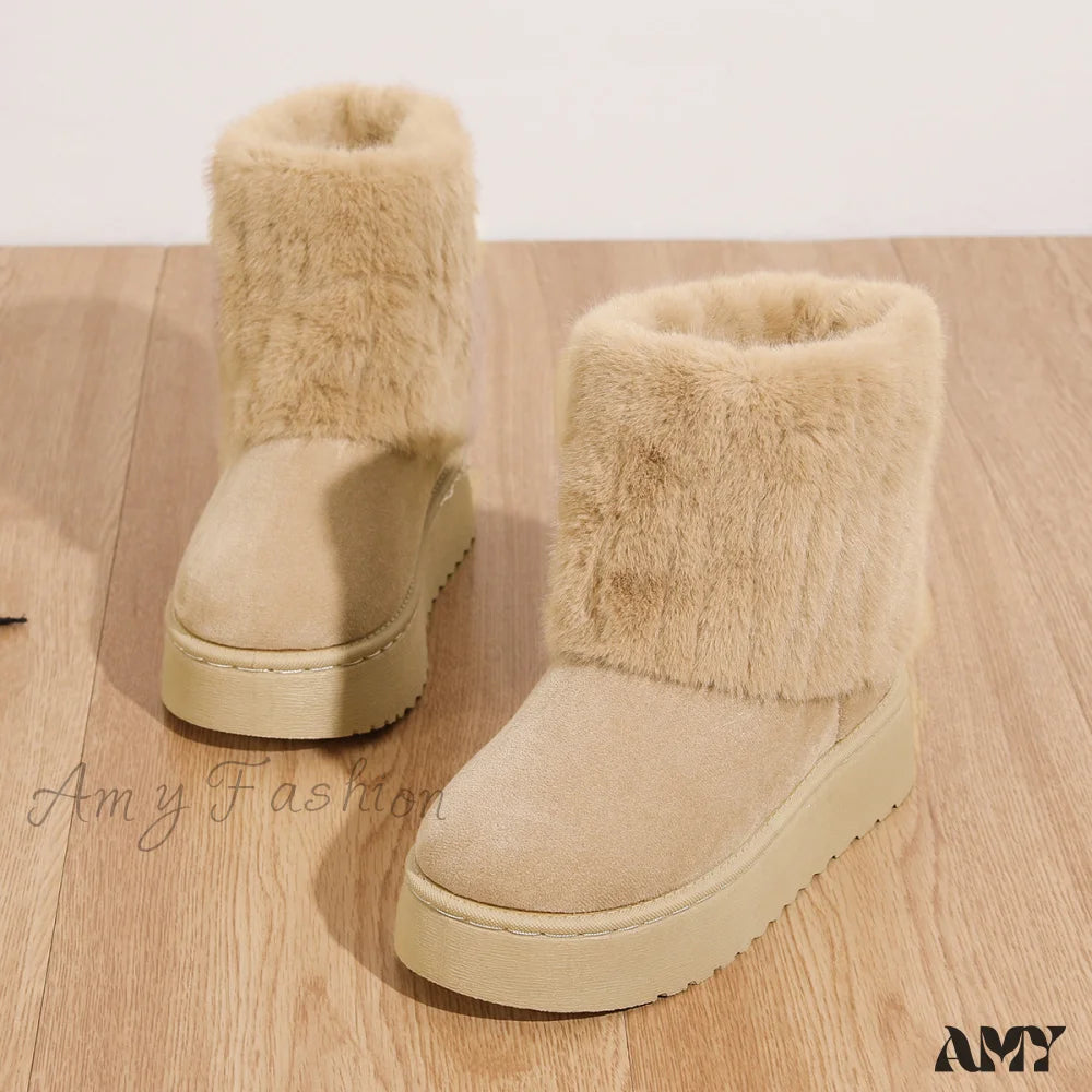 Thick Round Toe Plus Size Fashion Casual Warm Winter New Snow Boots Shoes