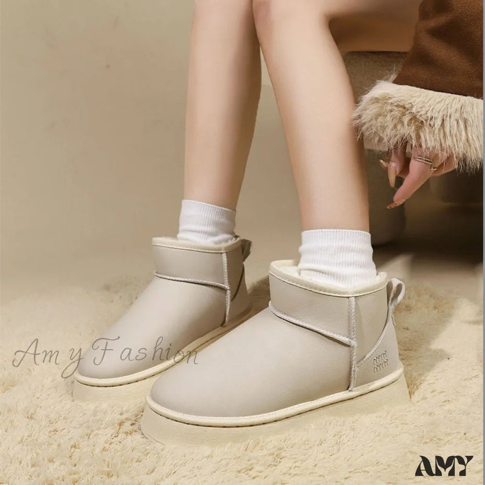 Thick Sole Height Increasing Fleece Lined Plus Size Casual Warm Winter Short Snow Boots Shoes