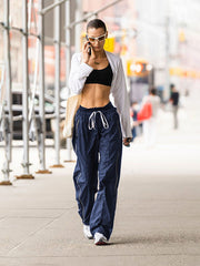 Stylish Lace-up Elastic Waist Wide Leg