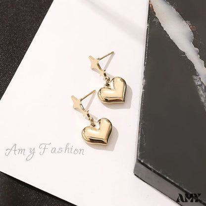 Titanium Steel All-Match Heart Star Pendant Earrings