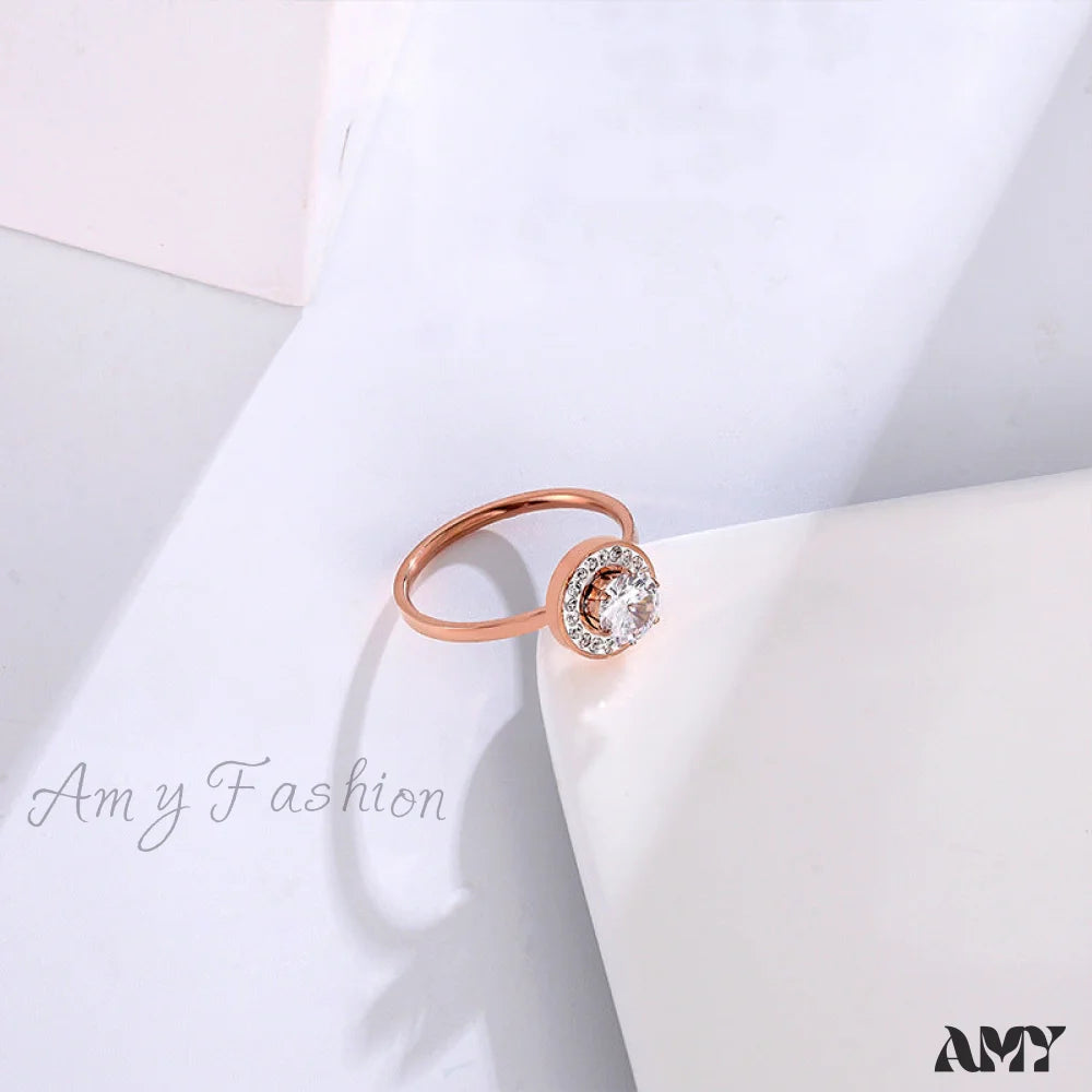 Titanium Steel Shining Diamond Hoop Ring