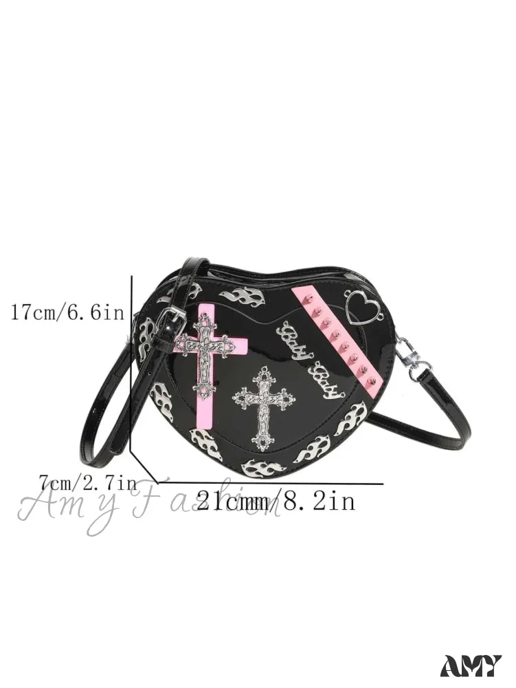 Trendy Pu Pattern Gothic Cross Mini Bag Colorful Y2K Punk Coffin Shape