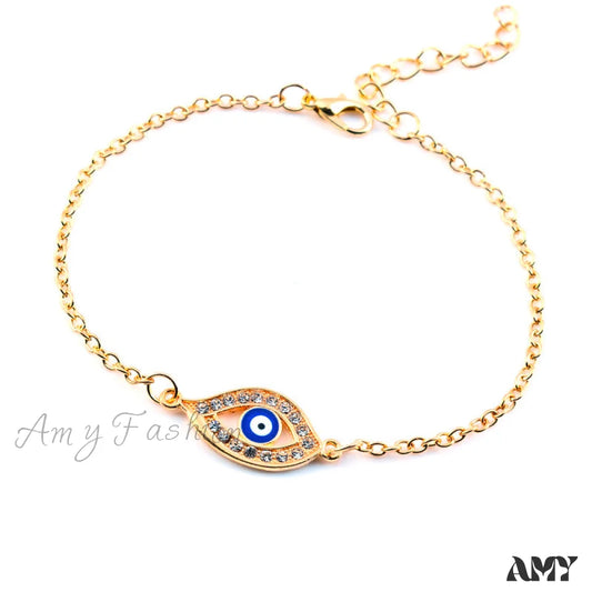 Turkish Blue Eye Vintage Diamond Bracelet Gold