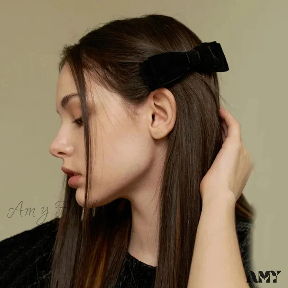 Velvet Black Head Bow Headdress - Christmas Hair Accessory