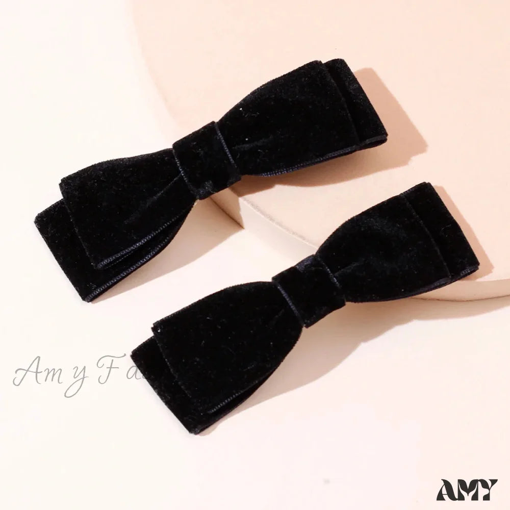 Velvet Black Head Bow Headdress - Christmas Hair Accessory Black