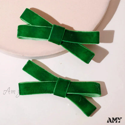 Velvet Black Head Bow Headdress - Christmas Hair Accessory Green 1