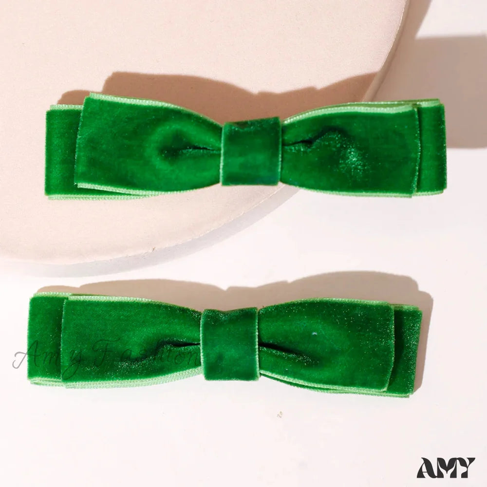 Velvet Black Head Bow Headdress - Christmas Hair Accessory Green