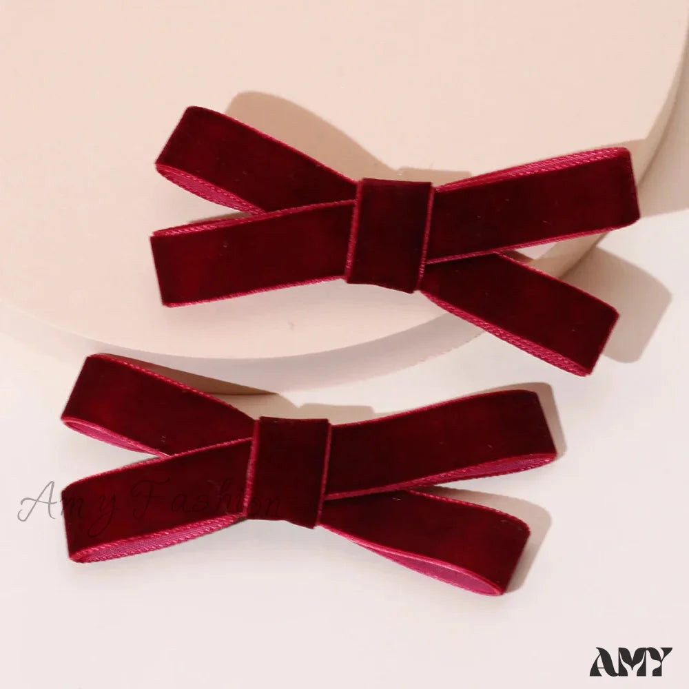 Velvet Black Head Bow Headdress - Christmas Hair Accessory Red