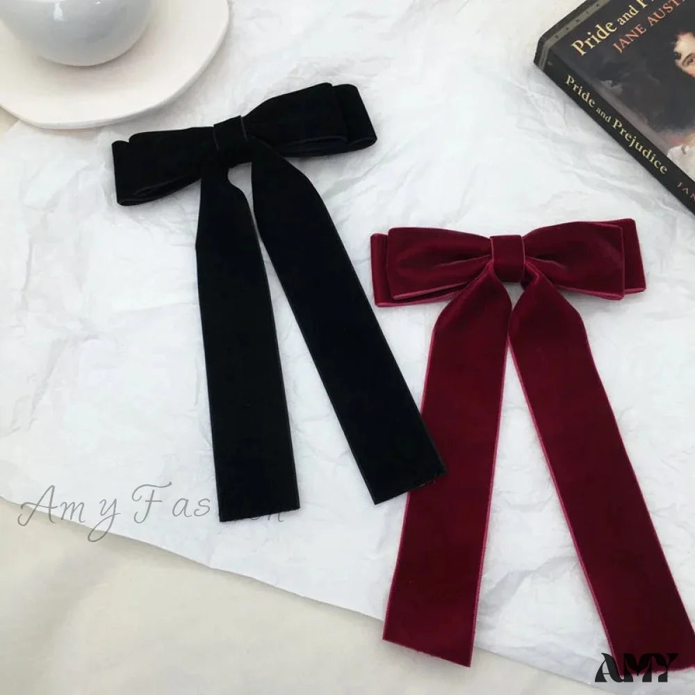 Velvet Bow Hair Clips - Christmas Accessory For Women