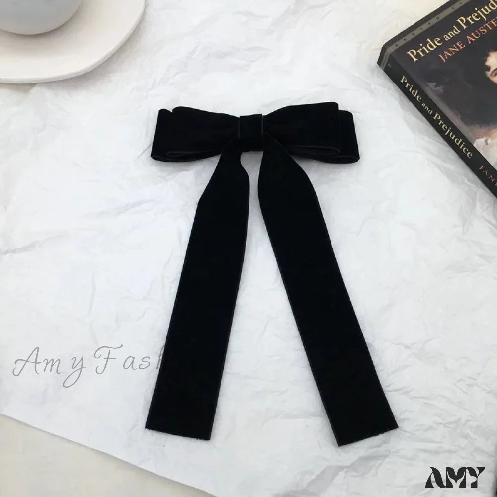 Velvet Bow Hair Clips - Christmas Accessory For Women Black