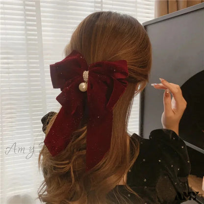 Velvet Bow-Knot Christmas Hair Accessory - Large Size