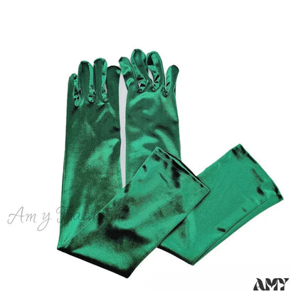 Velvet Ladies Warm Long Retro Dance Stage Etiquette Winter Christmas Gloves Green