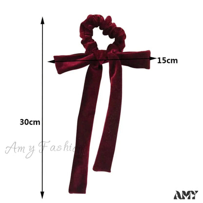 Velvet Long Ribbon Soft Elastic Bow Hair Accessory For Christmas