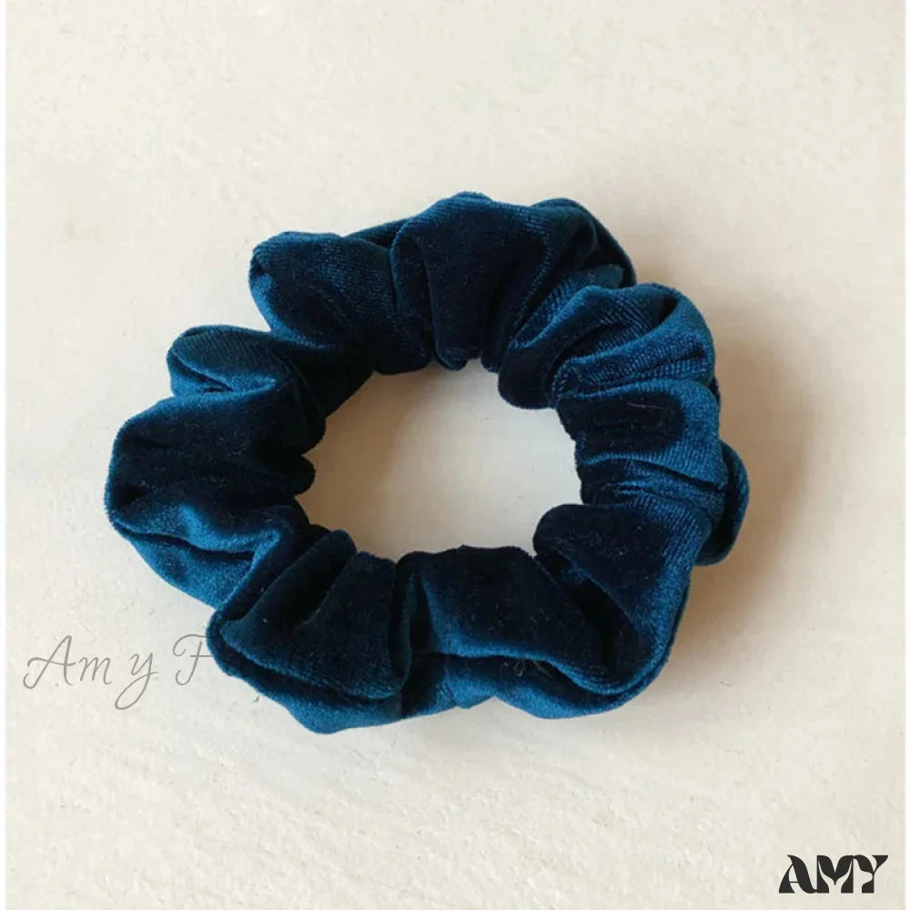 Velvet Long Ribbon Soft Elastic Bow Hair Accessory For Christmas Blue