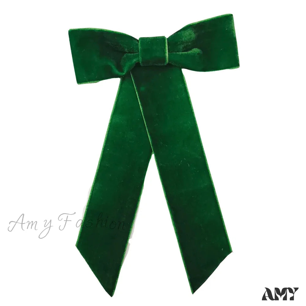 Velvet Ribbon Top Clip - Christmas Hair Accessory For Women Green