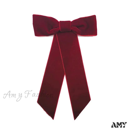 Velvet Ribbon Top Clip - Christmas Hair Accessory For Women Wine Red