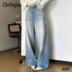 Vintage Baggy Distressed Casual Comfortable Stylish Trendy Relaxed Classic Jean Blue / S