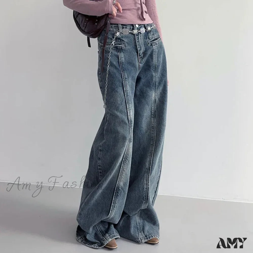 Vintage Baggy Distressed Stylish Comfortable Wide-Leg Trendy Classic Chic Jean