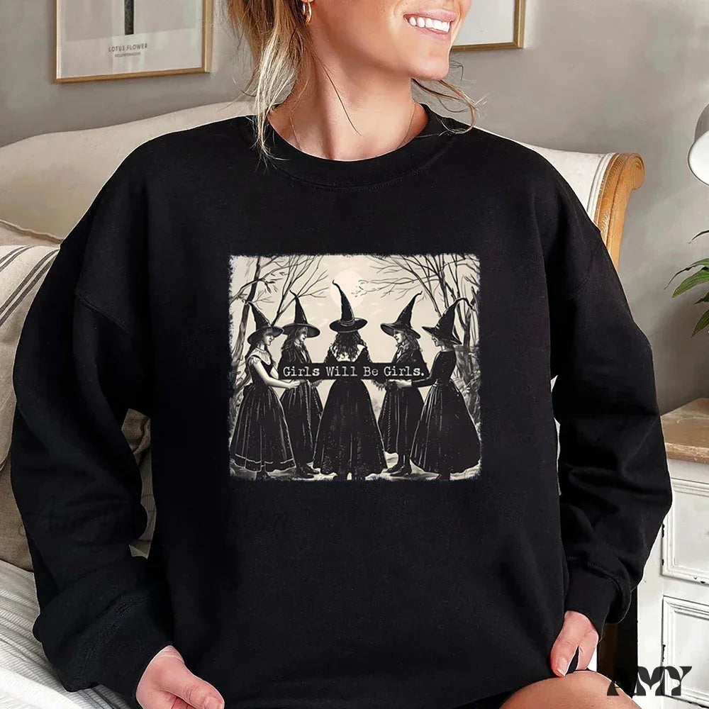 Vintage Funny Witch Halloween Winter Witchy Vibes Hoodie Black / S