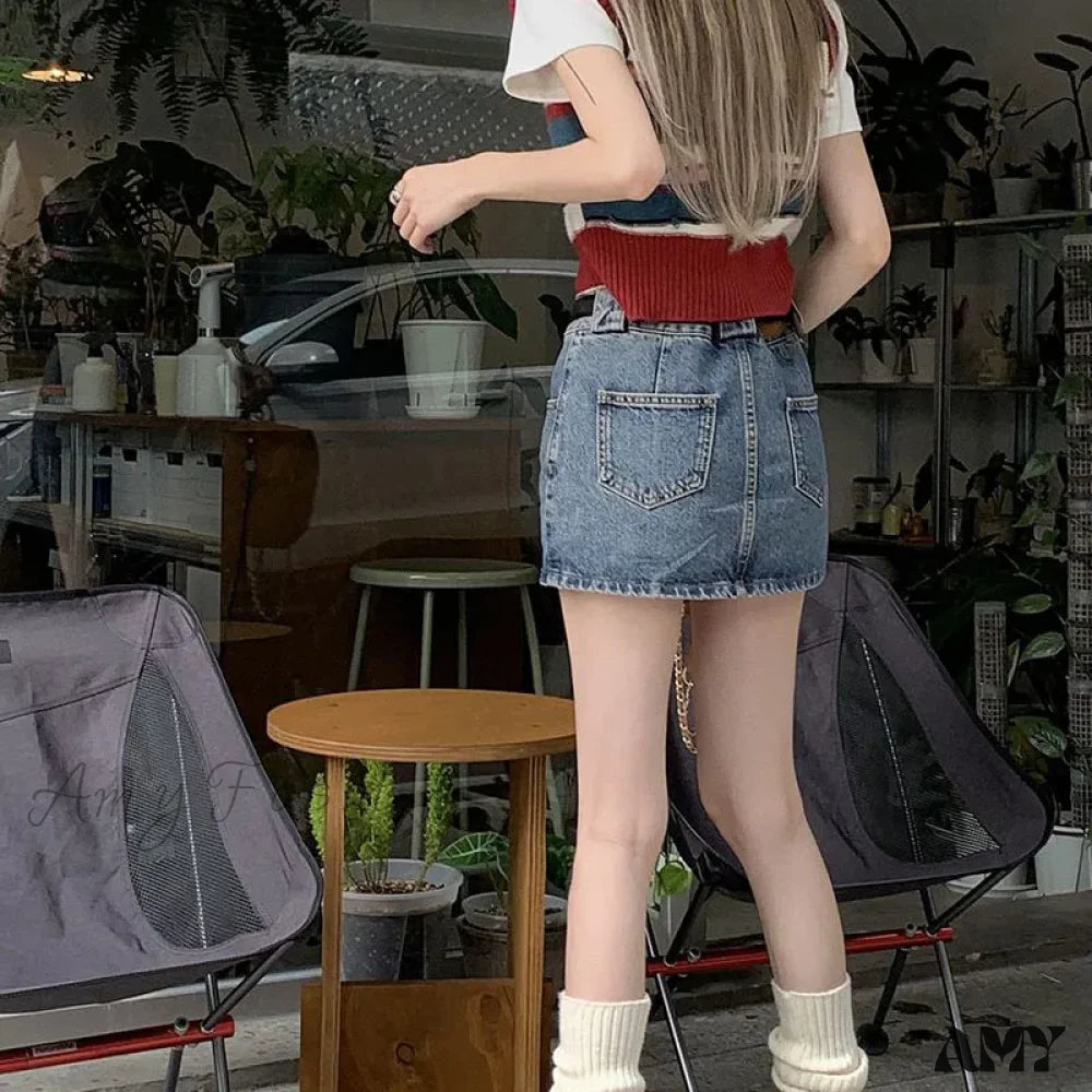 Vintage Korean High Waisted Slim Wrap Sexy Hot Streetwear Skirt