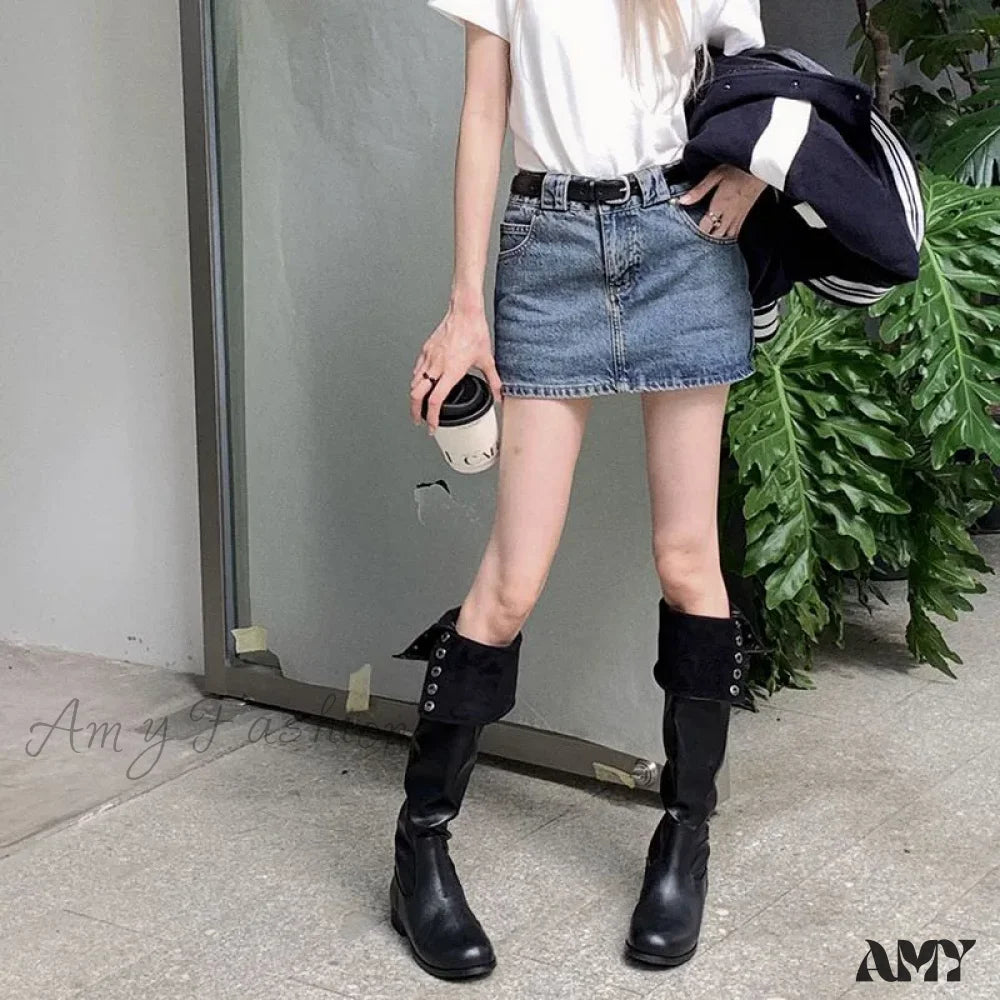 Vintage Korean High Waisted Slim Wrap Sexy Hot Streetwear Skirt