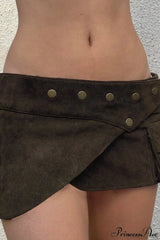 Vintage Low Waist Studded Mini Skirt