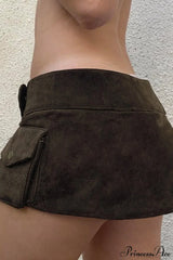 Vintage Low Waist Studded Mini Skirt