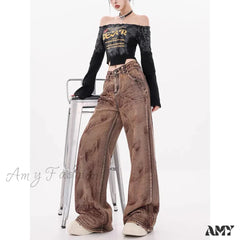 Vintage Washed Baggy Y2K Streetwear High Waist Korean 2024 Jeans