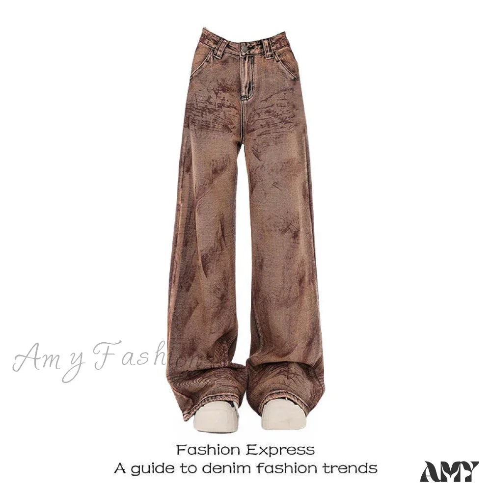 Vintage Washed Baggy Y2K Streetwear High Waist Korean 2024 Jeans